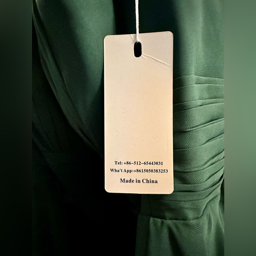 Dark green chiffon short formal dress with corset tie in back - Picture 7 of 7